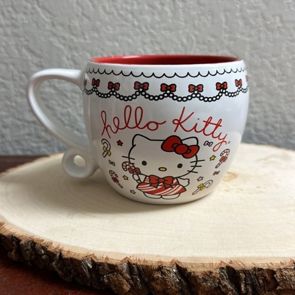 New Hello Kitty Christmas Mug 15.9 ounces Red & White Peppermint Dress 2023 - Picture 3 of 5